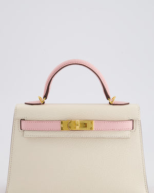 *SUPER HOT* Hermès Mini Kelly HSS II 20cm Bag In Nata 
Rose Sakura Chèvre Mysore Leather with Gold Hardware