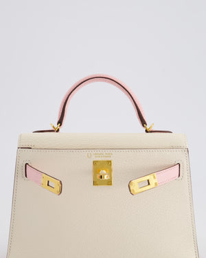 *SUPER HOT* Hermès Mini Kelly HSS II 20cm Bag In Nata 
Rose Sakura Chèvre Mysore Leather with Gold Hardware