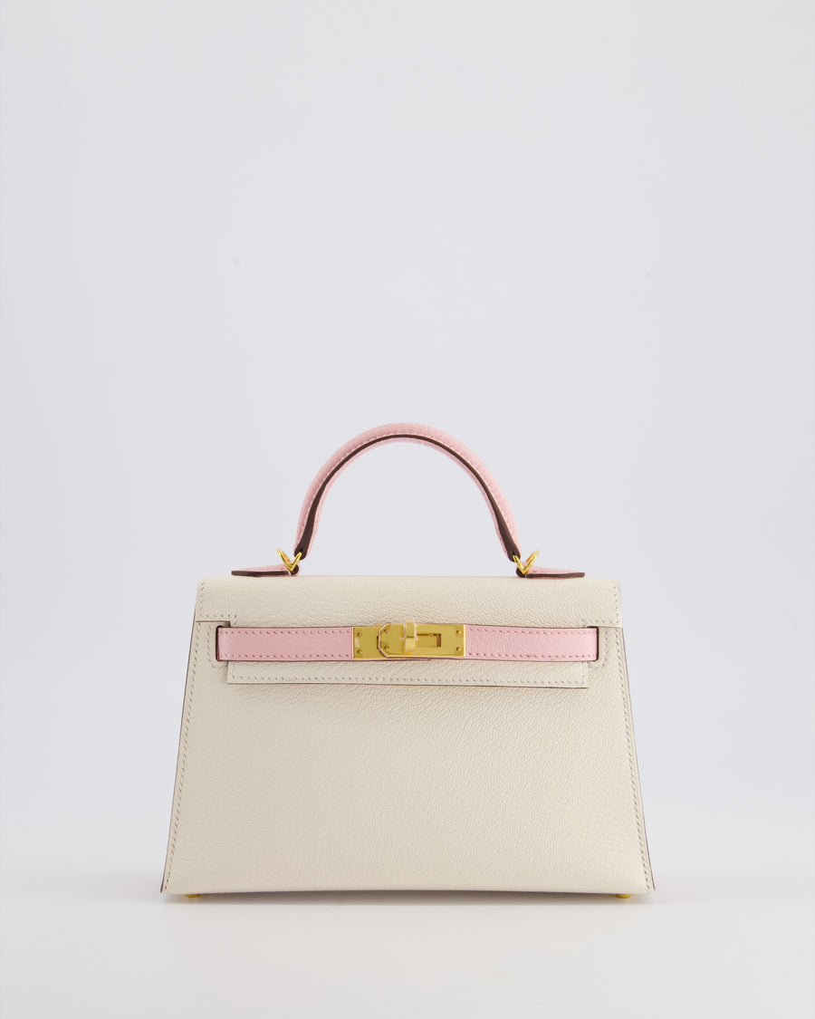 *SUPER HOT* Hermès Mini Kelly HSS II 20cm Bag In Nata 
Rose Sakura Chèvre Mysore Leather with Gold Hardware