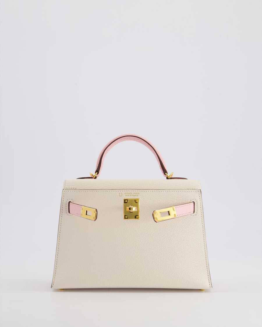 *SUPER HOT* Hermès Mini Kelly HSS II 20cm Bag In Nata 
Rose Sakura Chèvre Mysore Leather with Gold Hardware