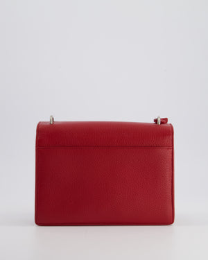 Saint Laurent Red Medium Leather Sunset Bag in Grained Calfskin Leather with Antique Silver Hardware &amp; Leather Strap RRP £1,930