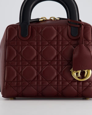 Christian Dior Burgundy 
Black Small Cannage Lily Bag in Cannage Lambskin Leather and Champagne Gold Hardware