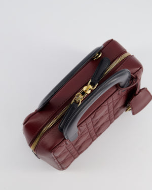 Christian Dior Burgundy 
Black Small Cannage Lily Bag in Cannage Lambskin Leather and Champagne Gold Hardware