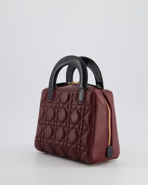 Christian Dior Burgundy 
Black Small Cannage Lily Bag in Cannage Lambskin Leather and Champagne Gold Hardware