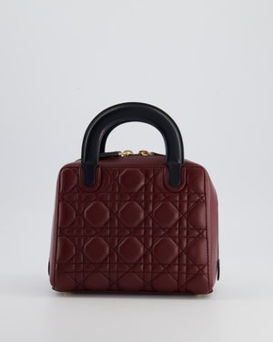 Christian Dior Burgundy 
Black Small Cannage Lily Bag in Cannage Lambskin Leather and Champagne Gold Hardware