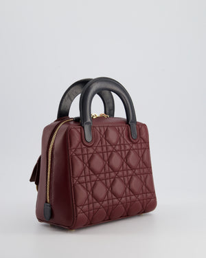 Christian Dior Burgundy 
Black Small Cannage Lily Bag in Cannage Lambskin Leather and Champagne Gold Hardware