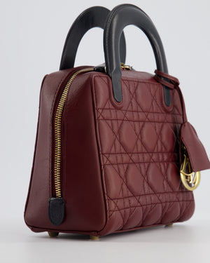 Christian Dior Burgundy 
Black Small Cannage Lily Bag in Cannage Lambskin Leather and Champagne Gold Hardware