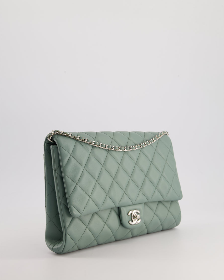 Chanel Cloudy Grey Timeless Clutch on Chain in Lambskin Leather with Silver Hardware