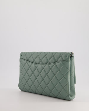 Chanel Cloudy Grey Timeless Clutch on Chain in Lambskin Leather with Silver Hardware