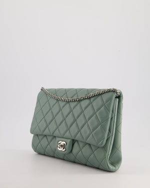 Chanel Cloudy Grey Timeless Clutch on Chain in Lambskin Leather with Silver Hardware