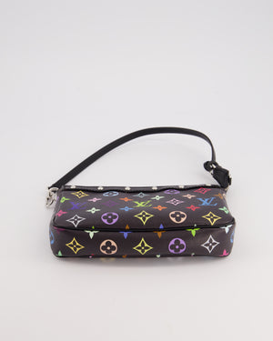 *NEW* Louis Vuitton X Takashi Murakami Black Pochette Accessories Bag in Coated Canvas 
Calfskin Leather with Silver Hardware