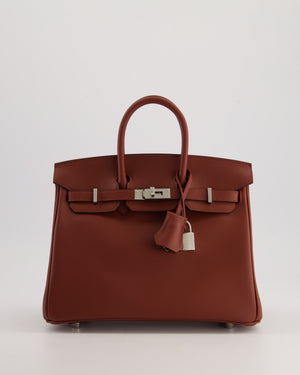 *SUPER RARE* Hermès Birkin 25cm Retourne in Rouge H Swift Leather with Palladium Hardware