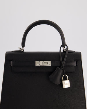 Hermés Kelly 25cm Bag in Black Epsom Leather with Palladium Hardware