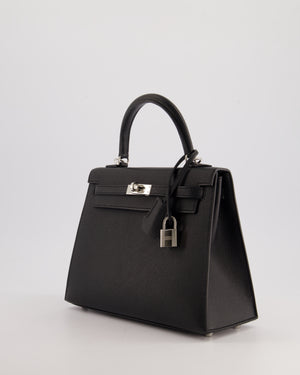 Hermés Kelly 25cm Bag in Black Epsom Leather with Palladium Hardware