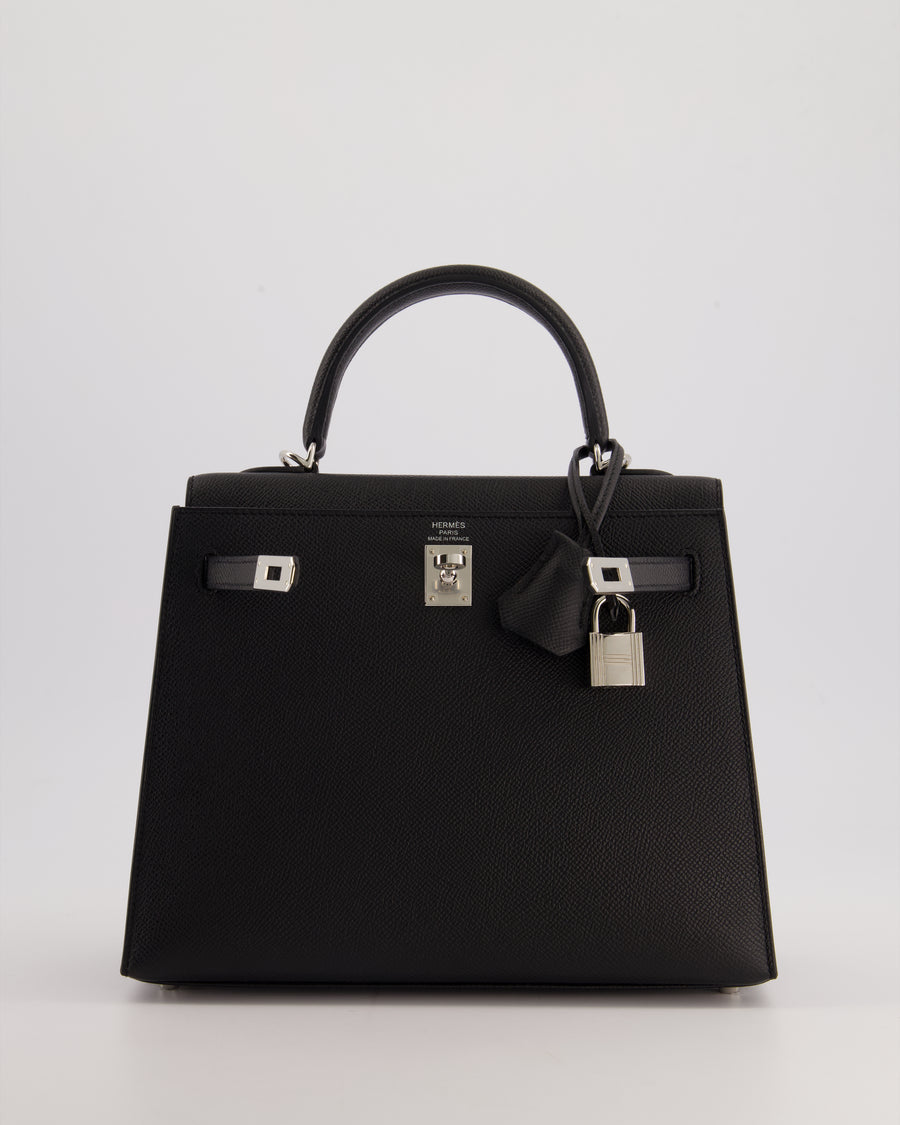 Hermés Kelly 25cm Bag in Black Epsom Leather with Palladium Hardware