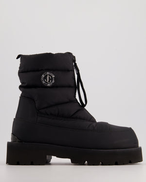 Jimmy Choo Padded Black Zip-Up Waterproof Snow Boots With Side Logo Detail Size EU 40