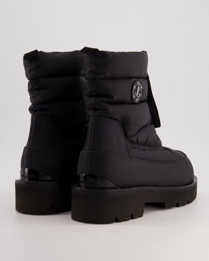 Jimmy Choo Padded Black Zip-Up Waterproof Snow Boots With Side Logo Detail Size EU 40