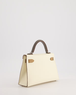 *RARE* Hermès Mini Kelly II Tricolour 20cm Bag In Nata, Chai and Gris Meyer Epsom Leather with Palladium Hardware