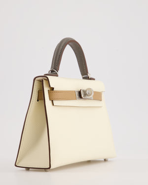 *RARE* Hermès Mini Kelly II Tricolour 20cm Bag In Nata, Chai and Gris Meyer Epsom Leather with Palladium Hardware