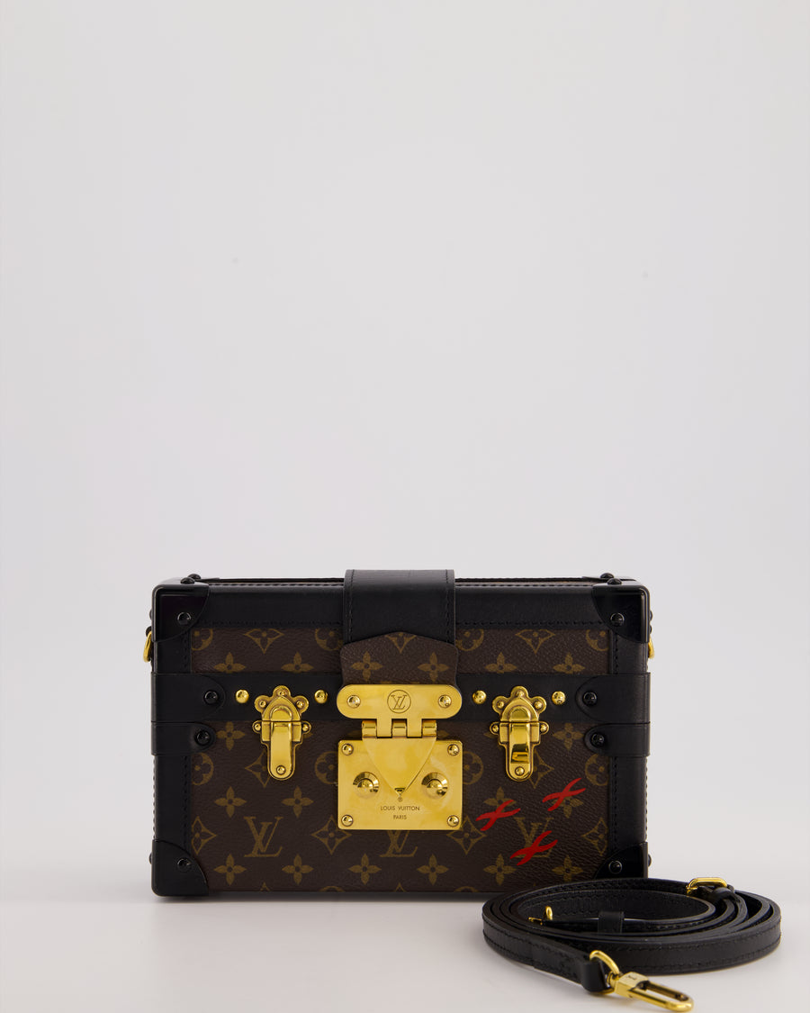 Louis Vuitton Brown Petite Malle Bag in Monogram Canvas 
Black Calfskin Leather with Gold Hardware RRP £4,550