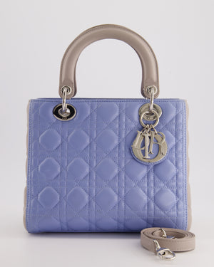 Christian Dior Celeste 
Light Grey Medium Lady Dior Bag in Cannage Lambskin with Silver Hardware RRP £5,300