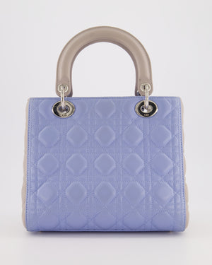 Christian Dior Celeste 
Light Grey Medium Lady Dior Bag in Cannage Lambskin with Silver Hardware RRP £5,300