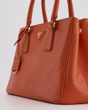 Prada Orange Galleria Bag in Saffiano Leather with Gold Hardware RRP £3,700