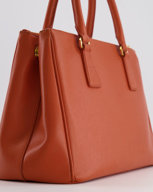 Prada Orange Galleria Bag in Saffiano Leather with Gold Hardware RRP £3,700