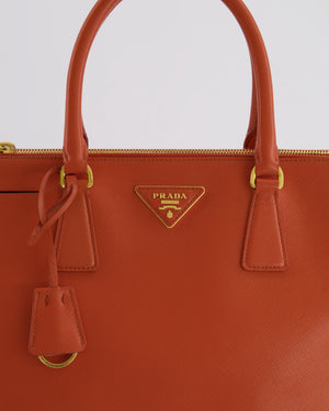 Prada Orange Galleria Bag in Saffiano Leather with Gold Hardware RRP £3,700