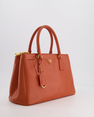 Prada Orange Galleria Bag in Saffiano Leather with Gold Hardware RRP £3,700