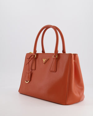 Prada Orange Galleria Bag in Saffiano Leather with Gold Hardware RRP £3,700