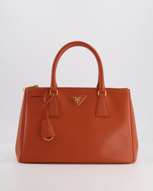 Prada Orange Galleria Bag in Saffiano Leather with Gold Hardware RRP £3,700