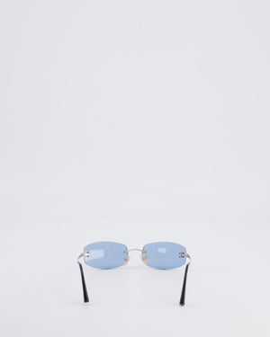 Chanel Vintage Baby Blue Sunglasses with Silver CC Logo Detail