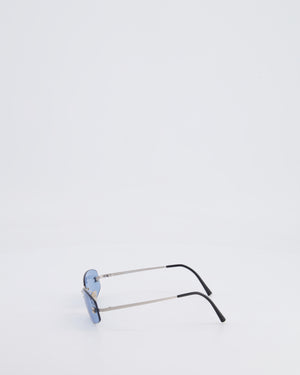 Chanel Vintage Baby Blue Sunglasses with Silver CC Logo Detail