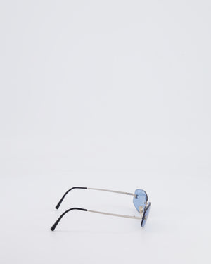 Chanel Vintage Baby Blue Sunglasses with Silver CC Logo Detail