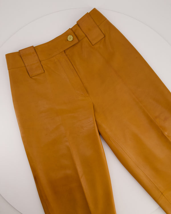 Chanel 01/P Brown Leather Straight Leg Trousers Size FR 38 (UK 10)