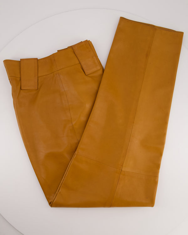 Chanel 01/P Brown Leather Straight Leg Trousers Size FR 38 (UK 10)