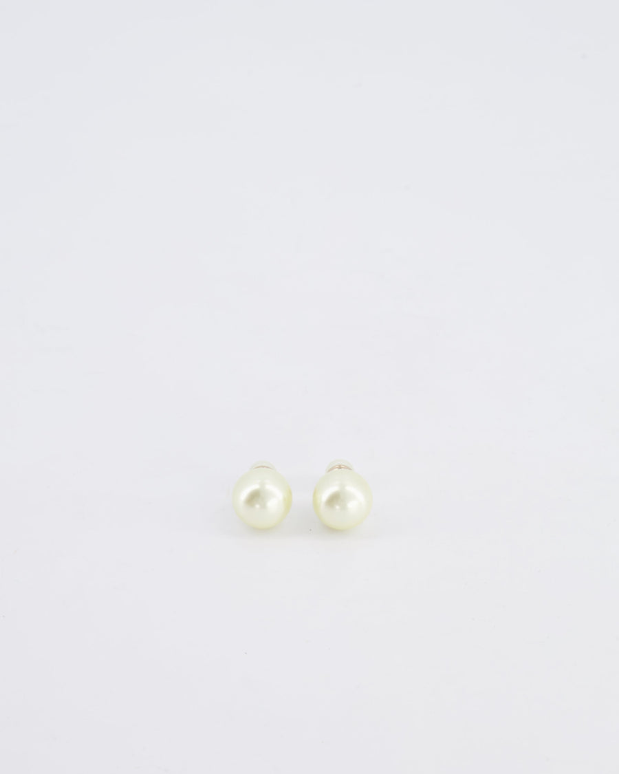 Christian Dior Pearl Cream Tribales Earrings with Gold Details