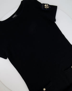 Chanel Black Dress with Gold Logo Patch Detail Size FR 42 (UK 14)