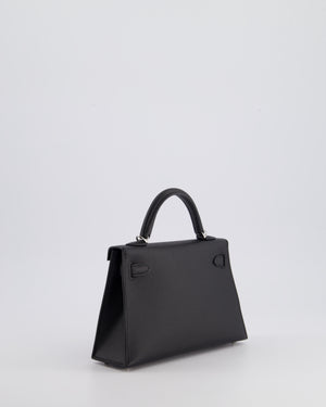 Hermès Mini Kelly II 20cm in Noir Epsom Leather with Palladium Hardware