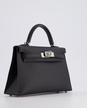 Hermès Mini Kelly II 20cm in Noir Epsom Leather with Palladium Hardware