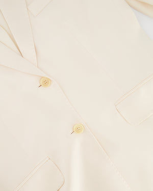 Loro Piana Cream Satin Blazer Jacket with Stitching Detail Size IT 44 (UK 12)