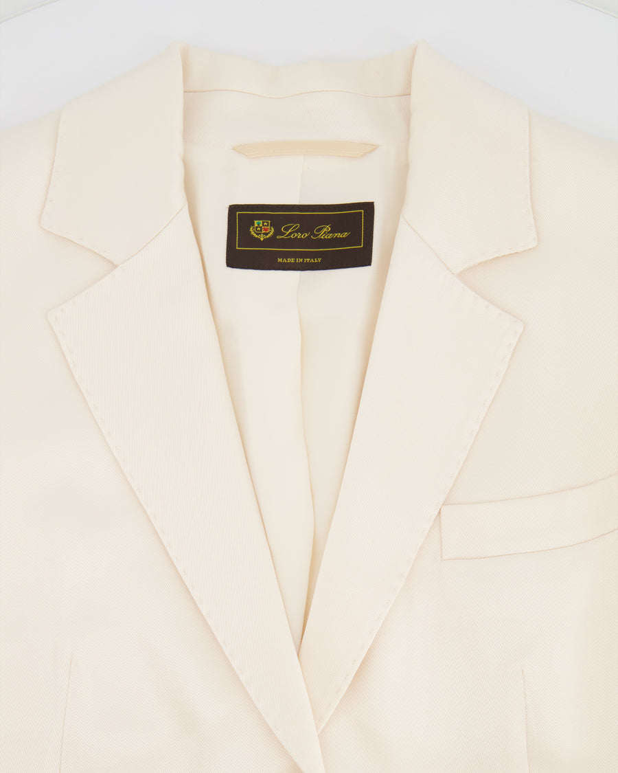 Loro Piana Cream Satin Blazer Jacket with Stitching Detail Size IT 44 (UK 12)