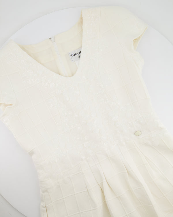 Chanel White Mini Dress With Floral Sequin Detail Size FR 42 (UK 14)