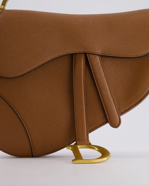 Christian Dior Brown Saddle Bag in Grained Calfskin Leather with Antique Gold Hardware