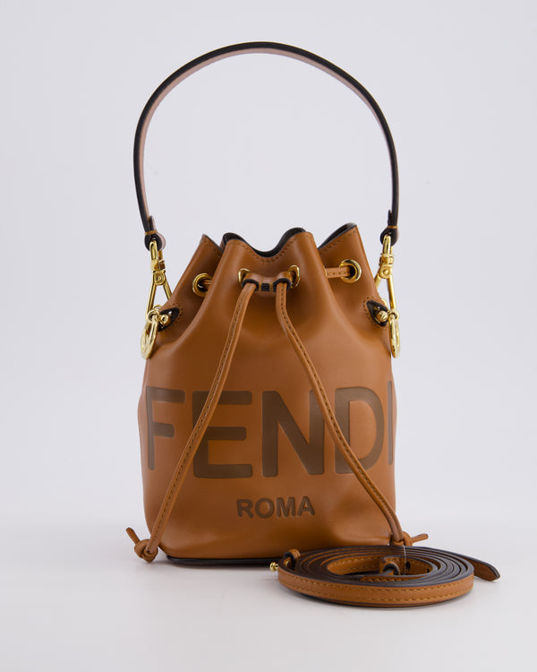 Fendi Brown Mon Tresor Bucket Bag In Brown Smooth Calfskin Leather with Gold Hardware RRP £1,420