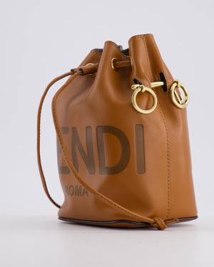 Fendi Brown Mon Tresor Bucket Bag In Brown Smooth Calfskin Leather with Gold Hardware RRP £1,420