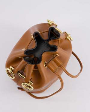 Fendi Brown Mon Tresor Bucket Bag In Brown Smooth Calfskin Leather with Gold Hardware RRP £1,420