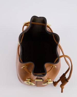 Fendi Brown Mon Tresor Bucket Bag In Brown Smooth Calfskin Leather with Gold Hardware RRP £1,420