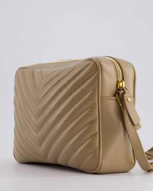 Saint Laurent Lou Camera Bag in Beige Chevron Matelassé Leather with Gold Hardware RRP £1,350